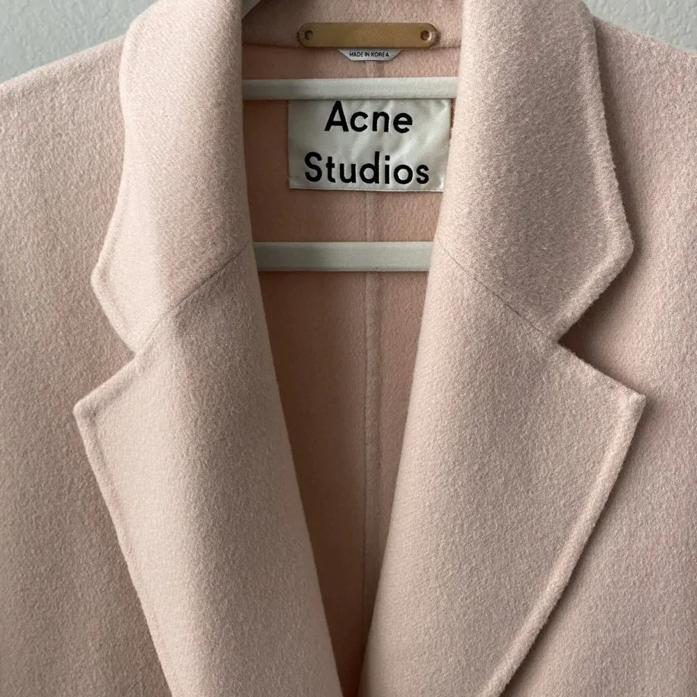 ACNE STUDIOS COAT LANDI DOUBLE FACE WOOL CASHMERE COAT PASTEL PINK SIZE 40 M - Picture 11 of 12